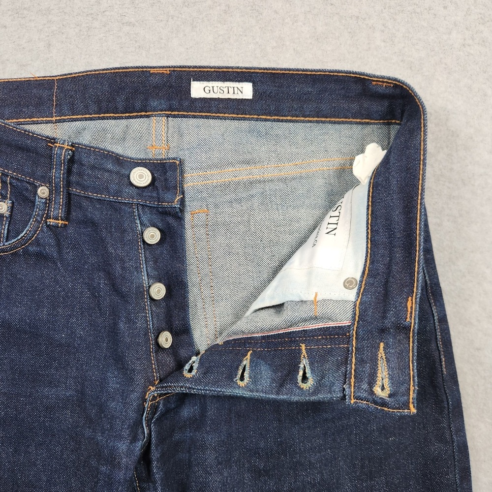 Gustin Selvedge Jeans 32x30 Blue Dark Wash Indigo Red Line Slim Fit Made In USA - Picture 6 of 16